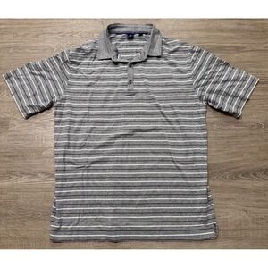 FootJoy FJ 1857 Men's Gray Striped Golf Polo Shirt Short Sleeve Size Large‎